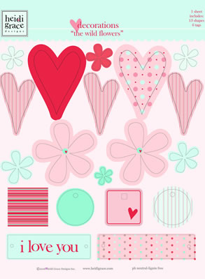 Heidi Grace - The Wildflowers - Plastic Shape Decorations  (sold in 3's)